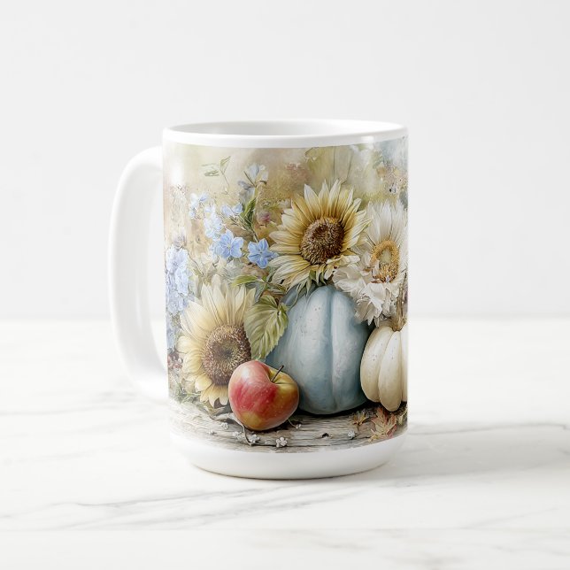 Caneca De Café Autumn Pumpkin Floral (Frente Esquerda)