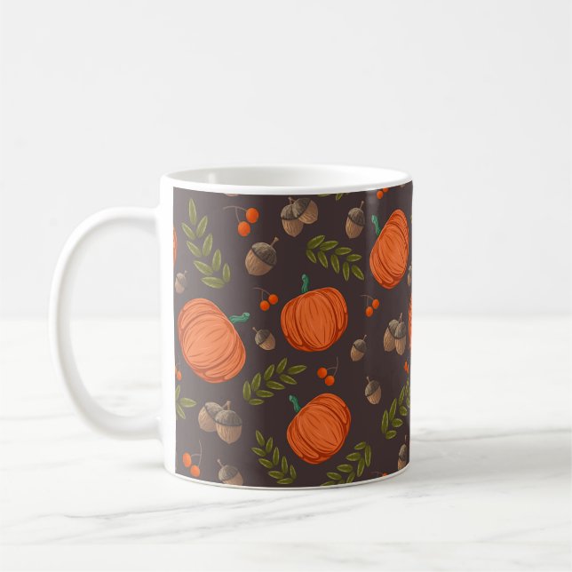 Caneca De Café Autumn Pumpkins e Acorns (Esquerda)