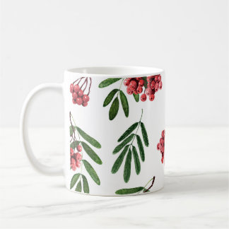 Caneca De Café Autumn Rowan, Bright Watercolor Fundo.