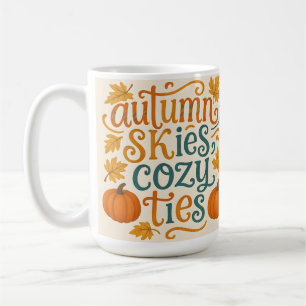 Caneca De Café Autumn Skies Cozy Gravatas - Tipografia de Queda C