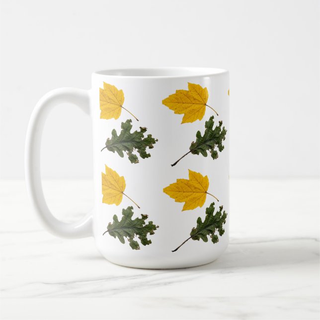Caneca De Café Autumn Symmetry Leaf Pattern (Esquerda)
