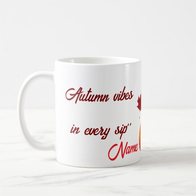 Caneca De Café : Autumn Vibes Personalizado Mug (Esquerda)