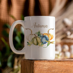 Caneca De Café Autumn Watercolor Pumpkins