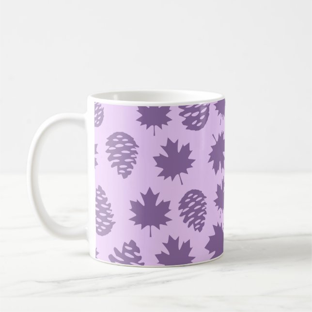Caneca De Café Autumnal Leafs in Purple Tones - Nature Pattern (Esquerda)
