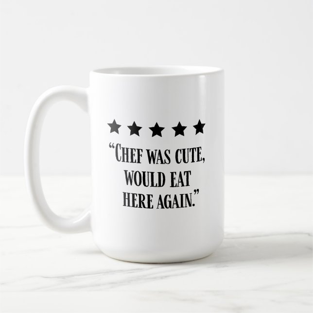 Caneca De Café Avaliação Cinco Estrelas de Chef Engraçado (Esquerda)