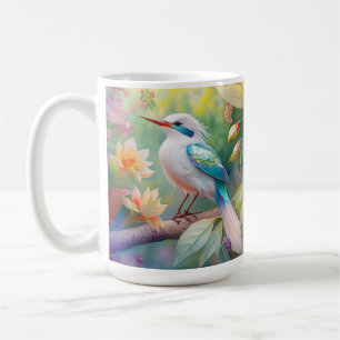 Caneca De Café Ave de Fantasia com Asa de Azul Iridescente com To