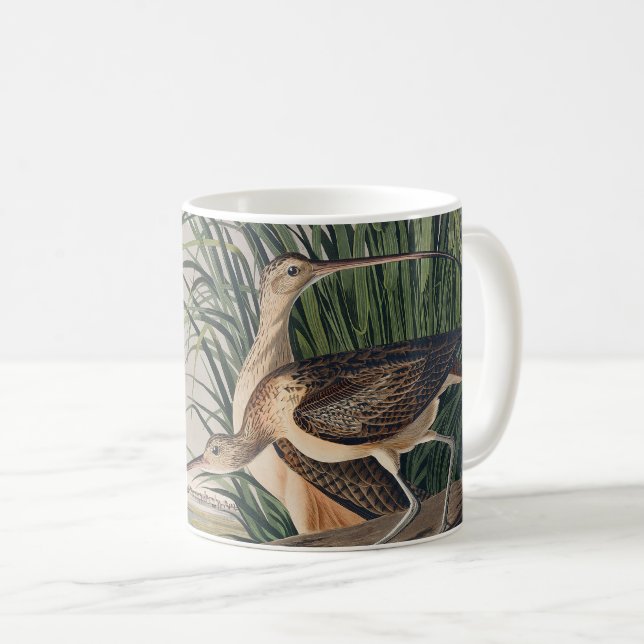 Caneca De Café Ave-do-relvado-de-bico-longo-Audubon (Frente Esquerda)