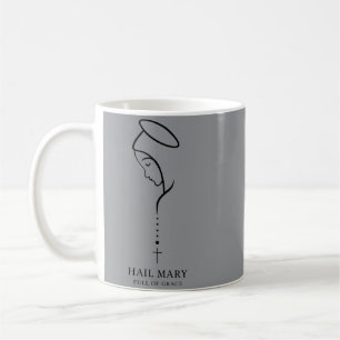 Caneca De Café Ave Maria Cheia De Graça Católica Mãe Abençoada