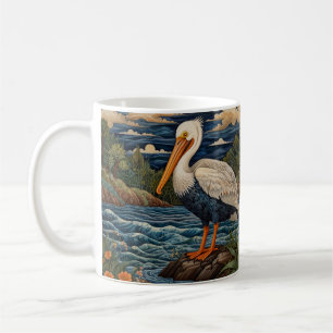 Caneca De Café Ave marinha branca vintage gaivota pelicano