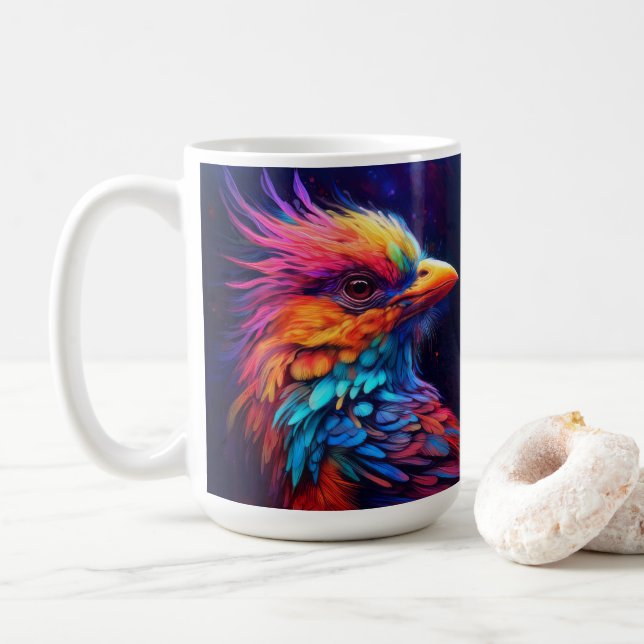 Caneca De Café Ave Tropical Colorida (Com Donut)
