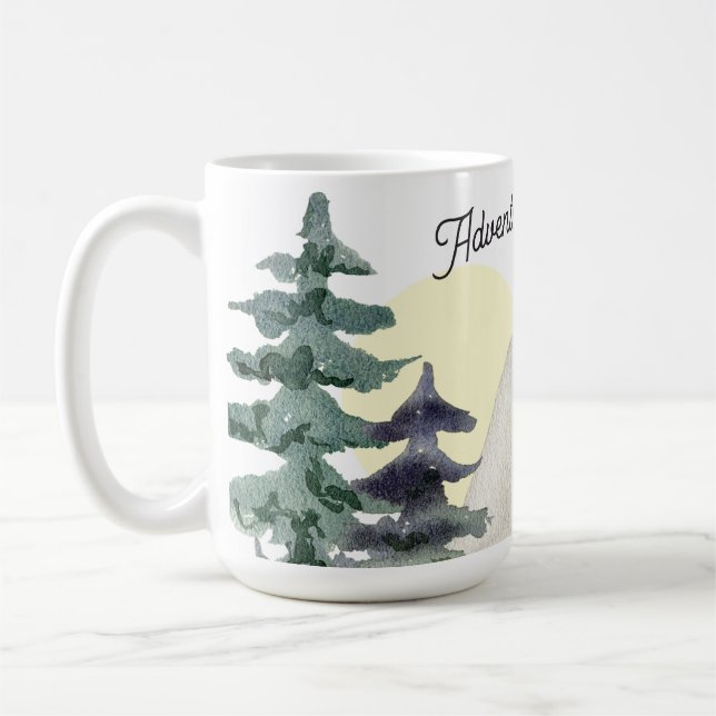 Caneca De Café Aventura Aguarda! Molde das Montanhas de Aquarela (Esquerda)