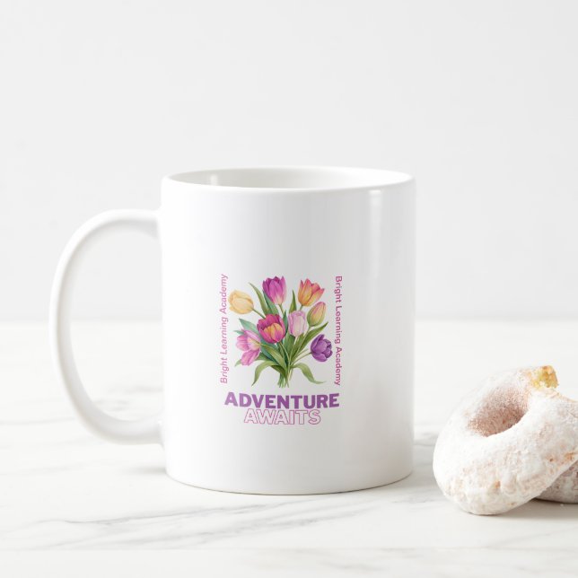 Caneca De Café Aventura Aguarda Professora De Espírito Escolar (Com Donut)