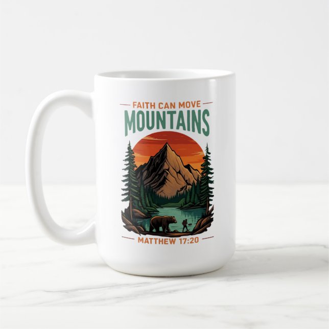 Caneca De Café Aventura Cristã da Fé Pode Mover Montanhas (Esquerda)
