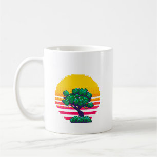 Caneca De Café Aventura da Árvore do Pôr do Sol Retro