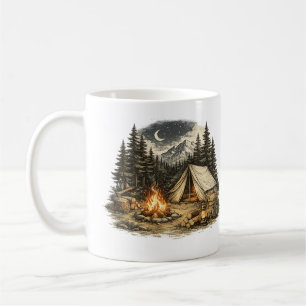 Caneca De Café Aventura de Acampamento Vintage