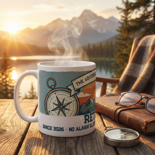 Caneca De Café Aventura de Aposentadoria Vintage Retro (Criador carregado)