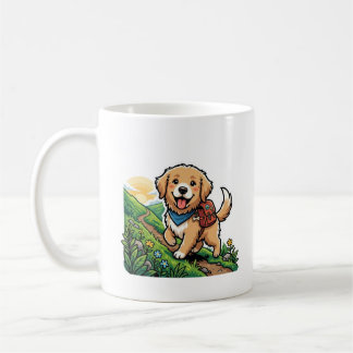 Caneca De Café Aventura de cachorro fofinho de retriever dourado 