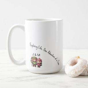 Caneca De Café Aventura de Casal de Urso Kawaii Cute