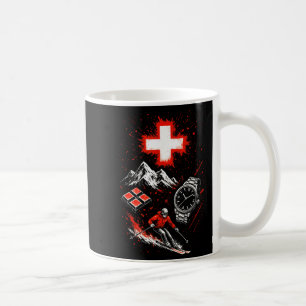 Caneca De Café aventura de esqui nos Alpes Suíça montanhas
