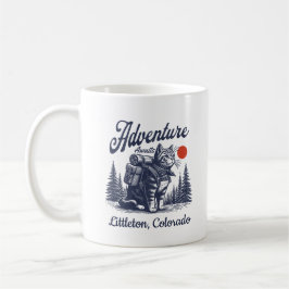 Caneca De Café Aventura de Gato de Caminhada Vintage Espera Cidad