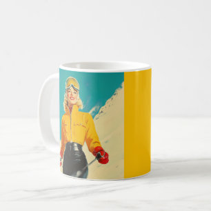 Caneca De Café Aventura de inverno com Vintage Glamor de Esqui Re
