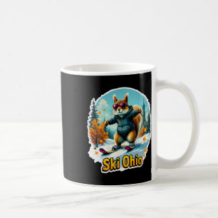 Caneca De Café Aventura De inverno Divertida No Esquilo De Esqui