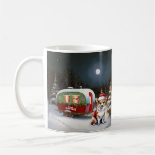 Caneca De Café Aventura de Natal da Caravana do Corgi de Inverno