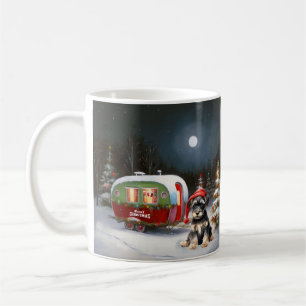 Caneca De Café Aventura de Natal da Caravana do Schnauzer de Inve