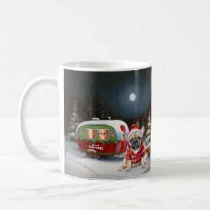 Caneca De Café Aventura de Natal na Caravana do Bulldog Francês d