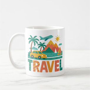 Caneca De Café Aventura de Viagem Colorida