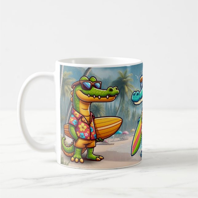 Caneca De Café Aventura do crocodilo selvagem no mar (Esquerda)