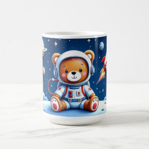 Caneca De Café Aventura do Ursinho Astronauta Sorridente