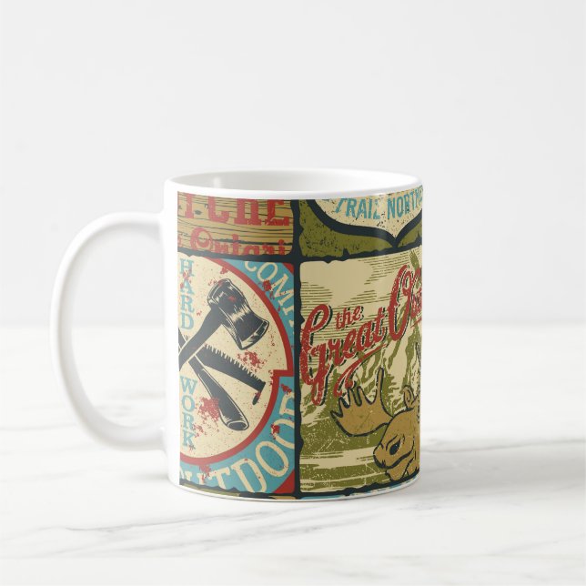 Caneca De Café Aventura em Territórios do Norte: Patchwork Simból (Esquerda)
