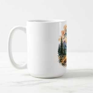 Caneca De Café Aventura Espera Camping no Lago da Montanha ao Pôr