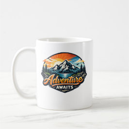 Caneca De Café Aventura Espera – Paisagem Montanhosa ao Ar Livre