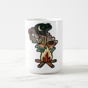 Caneca De Café Aventura Noturna em Torno da Fogueira