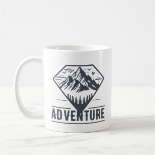 Caneca De Café Aventura para Montanhas Geométricas Modernas