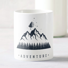 Caneca De Café Aventura para Montanhas Geométricas Modernas
