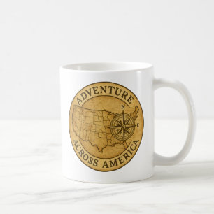 Caneca De Café Aventura Pela Arte Do Mapa De Vintagem Da América
