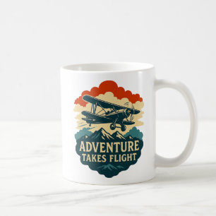 Caneca De Café Aventura recebe arte de avião retrorreflector de v