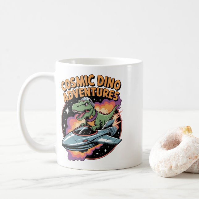 Caneca De Café Aventuras de Dino Cósmico (Com Donut)