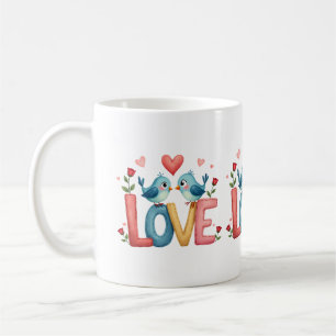Caneca De Café Aves Com Amor Whimsical Pastel Cottagecore Art