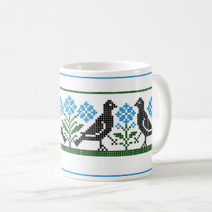 Caneca De Café Aves de Arte Folclórica