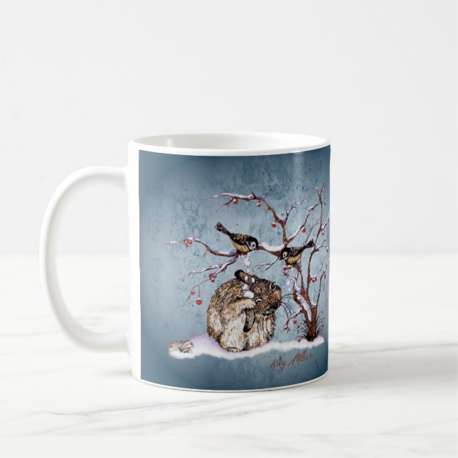 Caneca De Café Aves de Neve Coelho e Pesky (Esquerda)