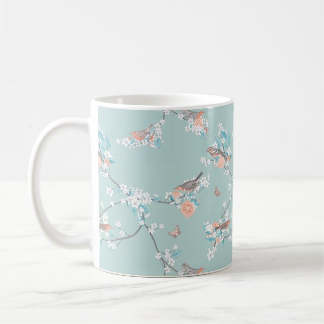 Caneca De Café Aves e Flores (Esquerda)