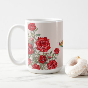 Caneca De Café Aves e Rosas vermelhas