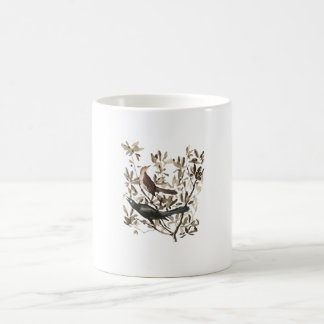 Caneca De Café Aves em Galhos em Aquarela Vintage Decorativa