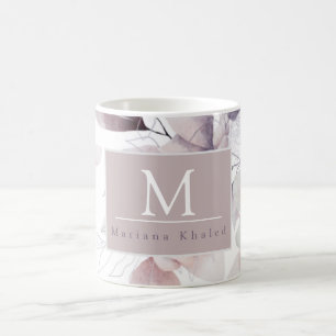 Caneca De Café Aves Florais, chá de fraldas natural roxo e branco