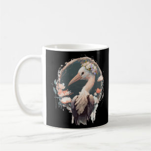 Caneca De Café Aves Flóridas Coroadas com Flores de Aves de Caver