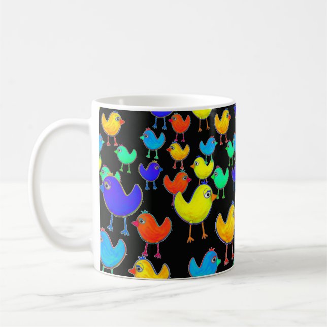 Caneca De Café Aves Multicoloridas Engraçadas (Esquerda)